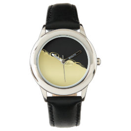 Luxusgold dekoriert auf Gold & Schwarz, Monogram, Armbanduhr