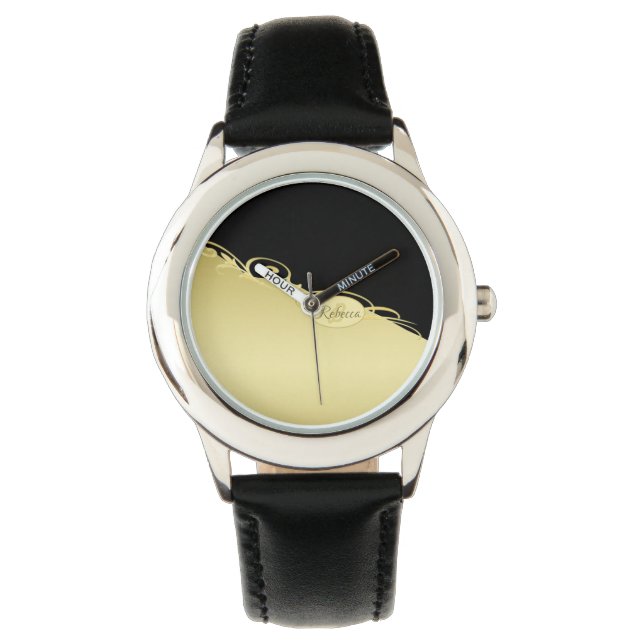 Luxusgold dekoriert auf Gold & Schwarz, Monogram, Armbanduhr (Vorderseite)