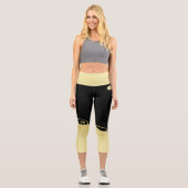 Luxusgold dekoriert auf Gold & Schwarz, Monogram, Capri Leggings (Vorderseite)