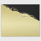 Luxusgold dekoriert auf Gold & Schwarz, Monogram, Geschenkpapier (Flach)