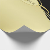 Luxusgold dekoriert auf Gold & Schwarz, Monogram, Geschenkpapier (Ecke)