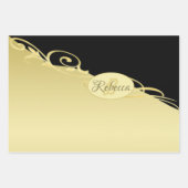 Luxusgold dekoriert auf Gold & Schwarz, Monogram, Geschenkpapier Set (Vorderseite 3)