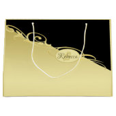 Luxusgold dekoriert auf Gold & Schwarz, Monogram, Große Geschenktüte (Vorderseite)