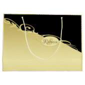 Luxusgold dekoriert auf Gold & Schwarz, Monogram, Große Geschenktüte (Rückseite)