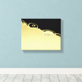 Luxusgold dekoriert auf Gold & Schwarz, Monogram, Leinwanddruck (Insitu (Holzboden))