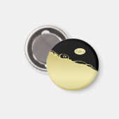 Luxusgold dekoriert auf Gold & Schwarz, Monogram, Magnet (Vorderseite/Rückseite)