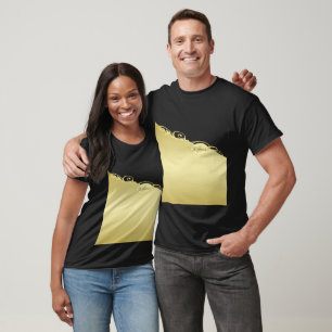 Luxusgold dekoriert auf Gold & Schwarz, Monogram, T-Shirt