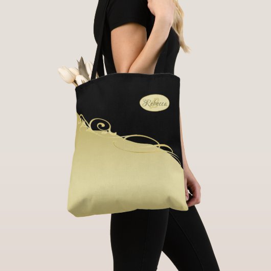 Luxusgold dekoriert auf Gold & Schwarz, Monogram, Tasche (Von Nahem)