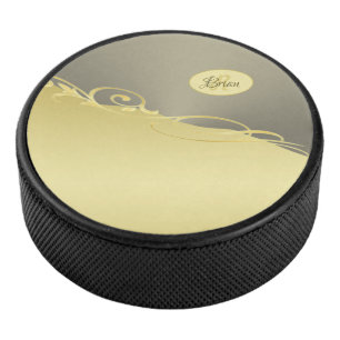 Luxusgold dekoriert auf Gold & Silber, Monogram Eishockey Puck