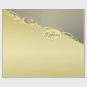 Luxusgold dekoriert auf Gold & Silber, Monogram Geschenkpapier (Flach)