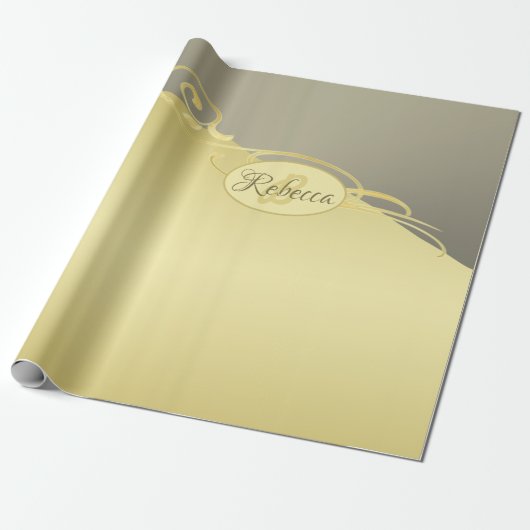 Luxusgold dekoriert auf Gold & Silber, Monogram Geschenkpapier (Ungerollt)