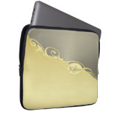 Luxusgold dekoriert auf Gold & Silber, Monogram Laptopschutzhülle (Vorne Rechts)