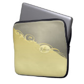 Luxusgold dekoriert auf Gold & Silber, Monogram Laptopschutzhülle (Vorderseite Links)