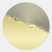 Luxusgold dekoriert auf Gold & Silber, Monogram Runder Aufkleber (Vorderseite)