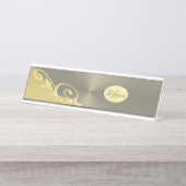 Luxusgold dekoriert auf Gold & Silber, Monogram Schreibtischnamensplakette (Vorderseite )