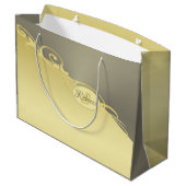 Luxusgold dekoriert auf Gold und Silber, Monogram, Große Geschenktüte (Rückseite Schrägansicht)