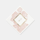 Luxusgold Rose Vintages botanisches Monogramm Serviette (Ecke)