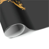 Luxusgold Sankt auf schwarzem WeihnachtsPackpapier Geschenkpapier (Rolleneckpunkt)