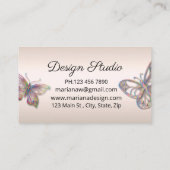 Luxusgold tropfende Glitzer Regenbogenschmetterlin Visitenkarte (Rückseite)