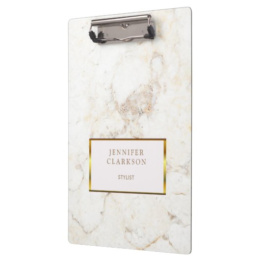 Luxusgold u. weißes Marmorsteinpersönliches Klemmbrett (Links)