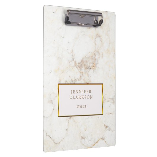 Luxusgold u. weißes Marmorsteinpersönliches Klemmbrett (Rechts)
