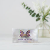 Luxusgold und Amethyst Schmetterling auf Perle Visitenkarte (Stehend Vorderseite)