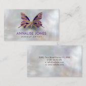 Luxusgold und Amethyst Schmetterling auf Perle Visitenkarte (Vorne/Hinten)