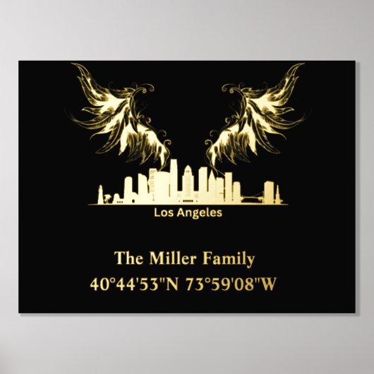 Luxusgold US skyline Längengrad L A Foliendrucke (Vorderseite)