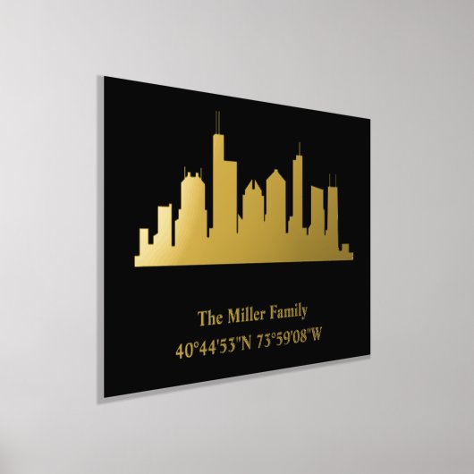 Luxusgold US skyline Längengrad L A Foliendrucke (Ablage )