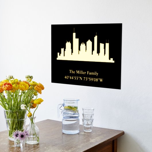 Luxusgold US skyline Längengrad L A Foliendrucke (Ablage(Küche))