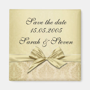 Luxusgoldband-Damast Save the Date Magnet