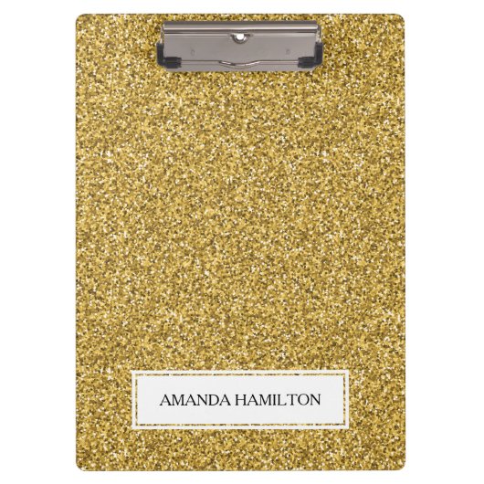 LuxusgoldGlitzer addieren Ihren Namen Klemmbrett (Vorderseite)