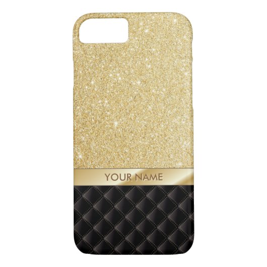 LuxusgoldGlitzer-individueller Name iPhone 7 Fall Case-Mate iPhone Hülle (Rückseite)