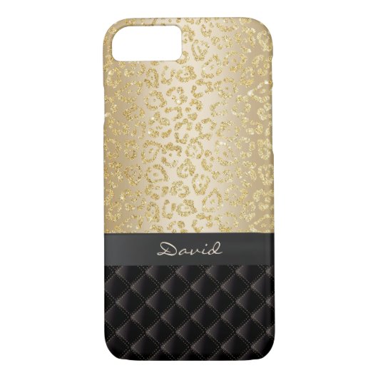 Luxusgoldleopard-Druck-individueller Name Case-Mate iPhone Hülle (Rückseite)