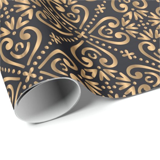 Luxusgoldmuster Geschenkpapier (Rolleneckpunkt)