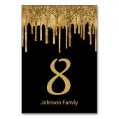 Luxusgoldtropfende Glitzer Hochzeit Tischnummer (Vorderseite)