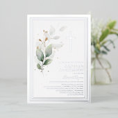 Luxusgrün Eukalyptus 1. Geburtstag Taufe Folieneinladung (Stehend vorne)