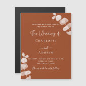 Luxushochzeit Burnt orange eucalyptus Magneteinladung (Vorne/Hinten)