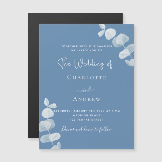 Luxushochzeit Eukalyptus Magneteinladung (Vorne/Hinten)