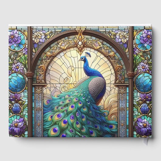 Luxushochzeit: Festes Glass Peacock Gästebuch (Rückseite)