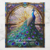Luxushochzeit: Glass Peacock Wine Labels Weinetikett (Einzelnes Label)
