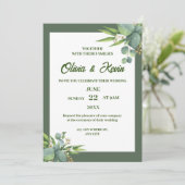 Luxushochzeit in Grün Einladung (Stehend Vorderseite)