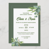 Luxushochzeit in Grün Einladung (Vorne/Hinten)