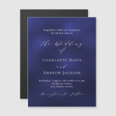 Luxushochzeit in Marineblau Magneteinladung (Vorne/Hinten)