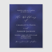 Luxushochzeit in Marineblau Magneteinladung (Vorderseite)