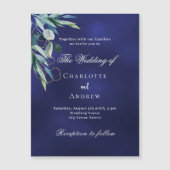 Luxushochzeit in Navy-Blau Magneteinladung (Vorderseite)