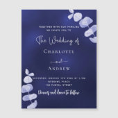 Luxushochzeit in Navy-Eukalyptus Magneteinladung (Vorderseite)