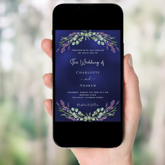 Luxushochzeit Lavender grüne Marine Einladung