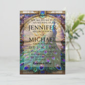 Luxushochzeit: Majestic Peacock Invitations Einladung (Stehend Vorderseite)