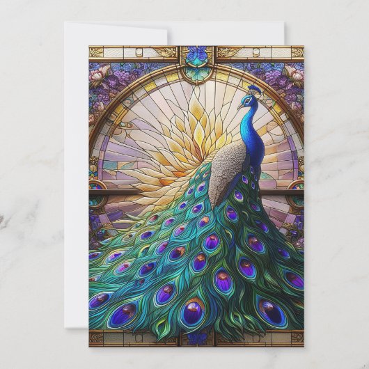 Luxushochzeit: Majestic Peacock Invitations Einladung (Rückseite)